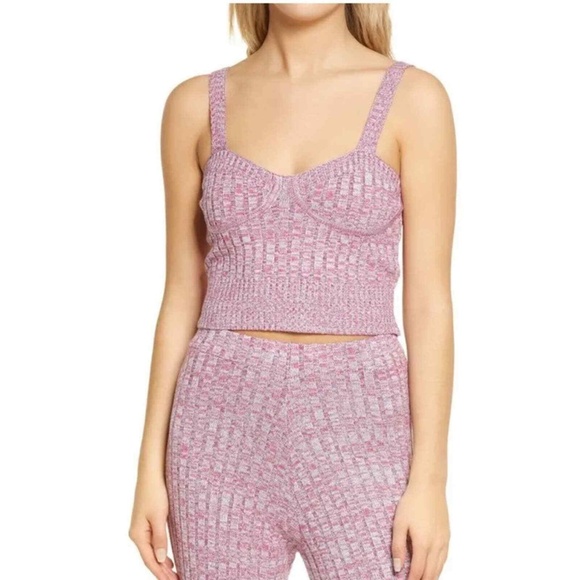 NWT AFRM Silas Sweater Knit Bustier Sleeveless Crop Top Marled Soft Gray Mauve - Picture 1 of 6